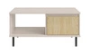 Konferenční stolek Cappo béžový písek / olejovaný dub Minimalistický designový konferenční stolek se zásuvkou na černých kovových nohách