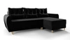 Rohová sedací souprava s funkcí spaní Rovigo černá pravá elegantní rohová sedací souprava ve skandinávském tvaru velká přihrádka na lůžkoviny