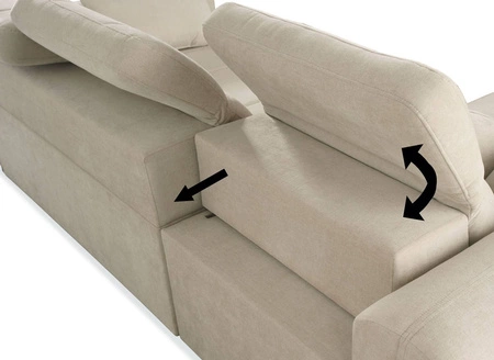 Rohová pohovka s funkcí spaní Cetara VI hnědá levá pohodlná a stylová rohová pohovka s posuvnými opěradly