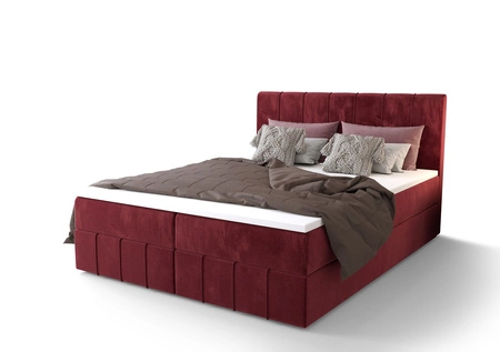 Vínová kontinentální postel Casey 160x200 v moderním skandinávském stylu s výrazným čelem