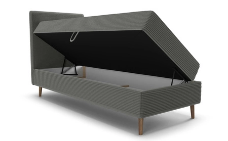 Kontinentální postel Totti 90x200 grafitová stylová postel s úložným prostorem trojrozměrná tkanina s výraznými pruhy