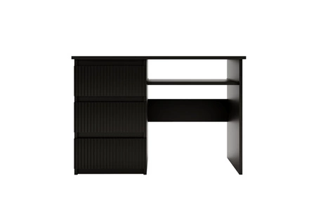 Psací stůl se zásuvkami Flexi 110 cm černý univerzální psací stůl s možností instalace zásuvek na obou stranách dekorativní drážkované čela