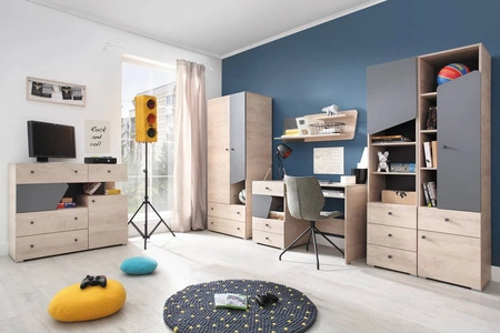 RTV skříňka Dzeta 120 cm dub / antracit ideální do pokoje pro mládež TV skříňka v moderních barvách