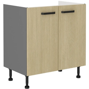 Skříňka s kuchyňským dřezem Chevron 80 ZL 2F BB s dekorativním dekorem rybí kosti odolná proti vlhkosti a poškození skříňky