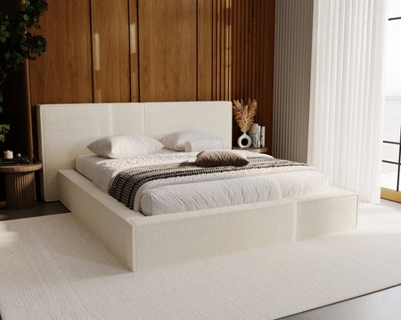 Čalouněná postel Palise 140x200 krémová stylová postel s úložným prostorem na lůžkoviny pohodlný podhlavník zaujme svým elegantním designem