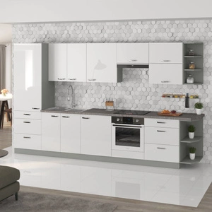 Sada kuchyňského nábytku Bianka 350 cm lesklé přední strany ideální pro moderní skandinávské i klasické interiéry