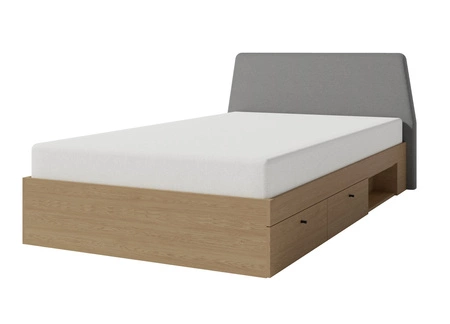 Postel Olivio se zásuvkami 120x200 cm dub baltic dune ideální do dětského pokoje s čalouněným čelem a zásuvkami