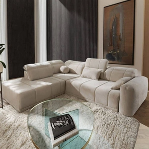 Rohová sedací souprava s funkcí spaní Cetara VII béžová levá Vysoce kvalitní rohová sedací souprava do obývacího pokoje s pohodlným posuvným opěradlem