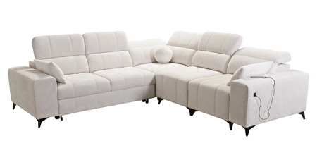 Rohová sedací souprava s funkcí spaní Penejos III světle šedá pravý roh Přikrývka do obývacího pokoje dvě nádoby na lůžkoviny