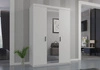 Šatní skříň se zrcadlem Rene 133 cm bílý moderní design a hrany zakončené ABS