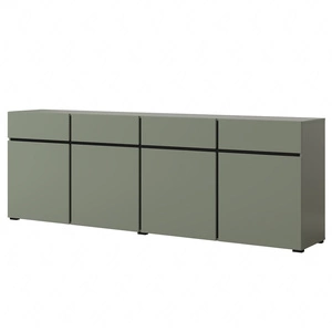 Komoda Cross 225 cm zelená jednoduchý tvar v moderním designu ideální komoda do obývacího pokoje nebo ložnice geometrický tvar