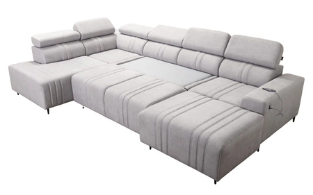 Rohová pohovka s funkcí spaní Castel VI modrá pravá pohodlná a elegantní rohová pohovka se dvěma nádobami na lůžkoviny