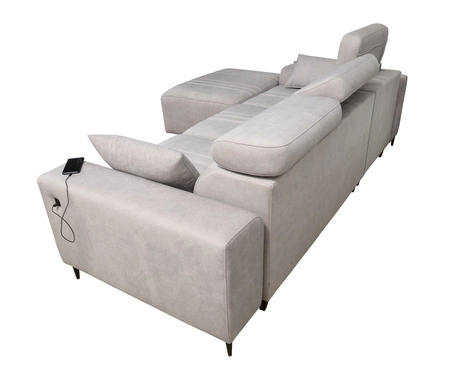 Rohová rozkládací pohovka s funkcí spaní Castel hnědá levý roh pohodlná a stylová rozkládací pohovka s kontejnerem na lůžkoviny