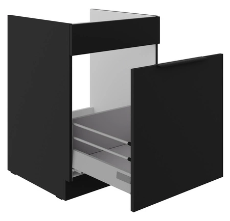 Kuchyňská skříňka pod dřez se zásuvkou černá 60 ZL 1S BB úchyty hrany odolné proti vlhkosti a poškození skříňky