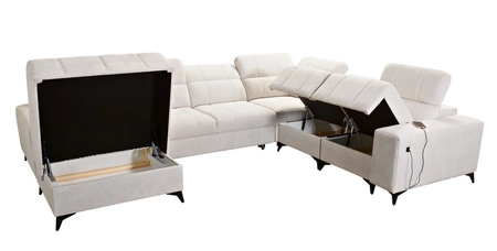 Rohová pohovka s funkcí spaní Penejos VIII krémová levá strana stylové rohové rozkládací pohovky z odolné tkaniny