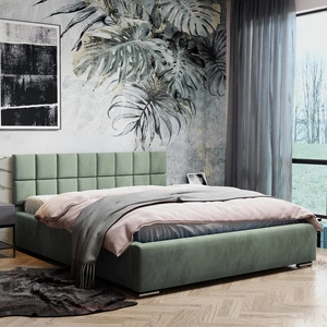 Čalouněná postel Nessa 140x200 mint Stylová postel s úložným prostorem na lůžkoviny Pohodlný podhlavník zaujme svým elegantním designem