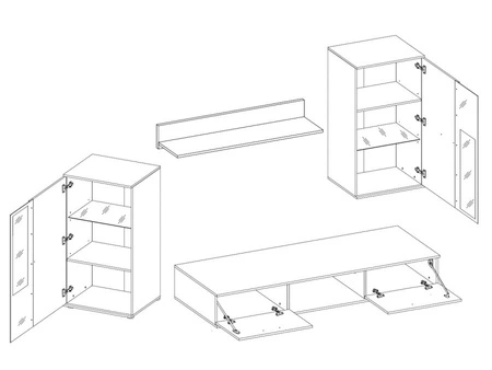 Nástěnná skříňka Senja řemeslný dub / bílá moderní design dekorativní drážkovaná čela s kovovými úchyty