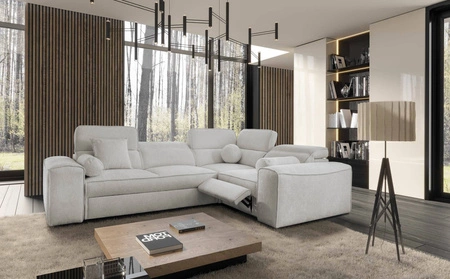 Rohová sedací souprava s funkcí spaní Viano II Lux šedý jasan pravá designová rohová sedací souprava do obývacího pokoje s pohodlnou výsuvnou opěrkou nohou