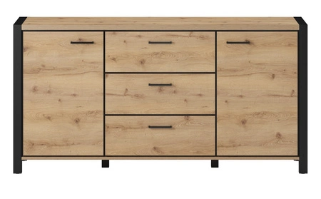 Komoda Aktiv 180 cm dub taurus / černá stylový design komoda v industriálním stylu černé kovové úchytky
