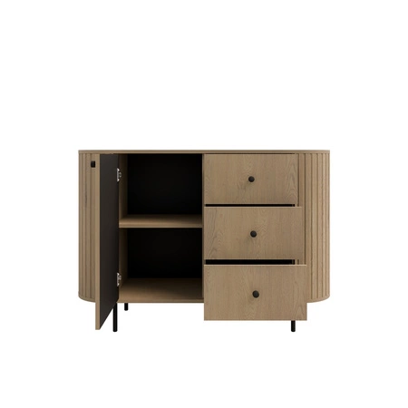 Komoda Ovalio 123 cm dub cremona elegantní komoda s výjimečně stylovým designem oválného tvaru zdůrazněného frézováním