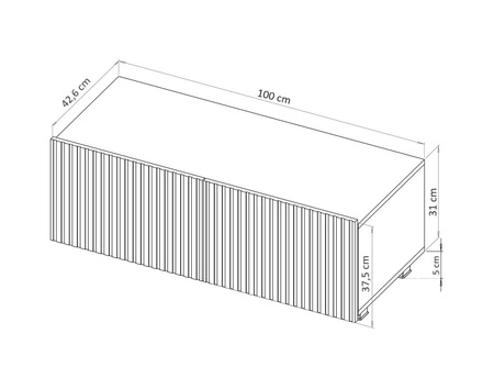 RTV skříňka Colder 100 cm béžová s možností zavěšení stylové rýhované čelo elegantní forma nábytku v moderním stylu