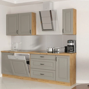 Sada kuchyňského nábytku Delos 230 cm Skříňky vypadají skvěle ve skandinávských klasických i moderních interiérech