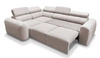 Cantare II rohová pohovka s funkcí spaní béžová levá pohodlná rohová pohovka do obývacího pokoje se stylovým charakterem měkká látka