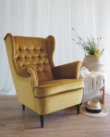 Křeslo Ushak Harry žlutý odolné proti natahování a poškrábání pohodlné při relaxaci