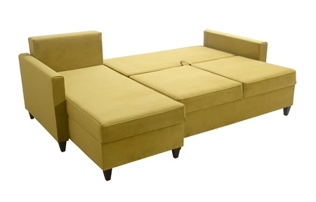 Rohová sedací souprava s funkcí spaní Terni žlutá levá Praktická a funkční rohová sedací souprava s prostornými nádobami na lůžkoviny