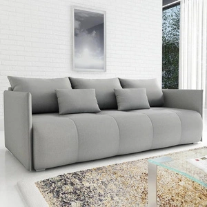 Rozkládací pohovka Selva světle šedá funkční pohovka do obývacího pokoje s úložným prostorem na lůžkoviny z odolné tkané látky