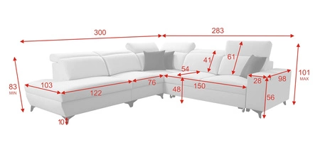 Kelly Elegantní rohová pohovka IX s funkcí spaní světle hnědá levá stylová rohová pohovka s pohodlnými područkami a nastavitelnými opěrkami hlavy