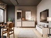 Nábytek Osaka béžová / černá moderní design podtržený módními barvami vysoké kovové černé nohy vkusné rýhované čelo