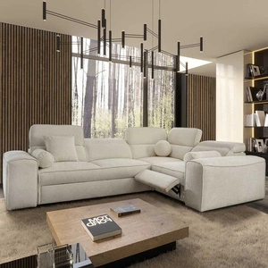 Rohová sedací souprava s funkcí spaní Viano II Lux krémová pravostranná designová rohová sedací souprava do obývacího pokoje s pohodlným výsuvným podnožníkem