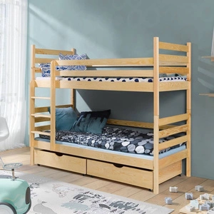 Patrová postel Wojtek pro 2 osoby 80x190 cm s hlubokými zásuvkami na kolečkách zabere místo jednolůžka