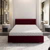 Čalouněná postel Mona 140x200 bordó s úložným boxem v moderním skandinávském stylu s prošívaným podhlavníkem s krystaly