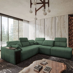 Rohová sedací souprava s funkcí spaní Tesalia IX mint pravý roh moderní design pohodlný posuvný opěrák zásuvka v boku nábytku