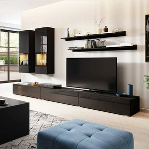 Nástěnná skříň Athens černý lesk modernistického designu se skvěle hodí do každého interiéru