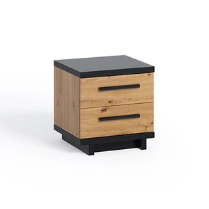 Noční stolek se zásuvkami Simi dub artisan / černý minimalistický design jednoduchý tvar ideální stolek do ložnice