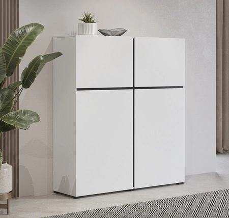 Vysoká komoda Cross 119 cm bílá moderní design ideální komoda do obývacího pokoje ložnice nebo kanceláře jednoduchá forma