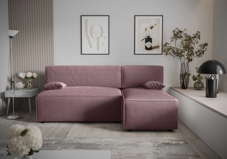 Rohová sedací souprava s funkcí spaní Brandon heather right trojrozměrná tkanina s výraznými pruhy nádoba na lůžkoviny