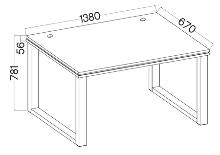 Psací stůl Makana roble artesanal mueble elegante y funcional con tapa de 56 mm para la oficina sala de estudio o habitación juvenil