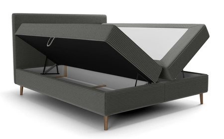 Kontinentální postel Totti 140x200 grafitová stylová postel s úložným prostorem trojrozměrná tkanina s výraznými pruhy