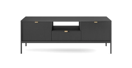 Moderní design černé RTV skříňky Lovro 154 cm potěší milovníky osobitých interiérů