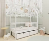 Dřevěná postel Pumba 70x140 cm bílá dětská postel z masivního borovicového dřeva dětský domeček postel s prostornými zásuvkami