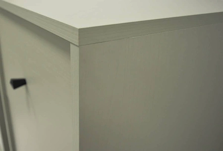 Nábytek Kioto II eukalyptus stylový designový nábytek do obývacího pokoje elegantní nábytek podepřený kovovými černými nohami decentní úchytky