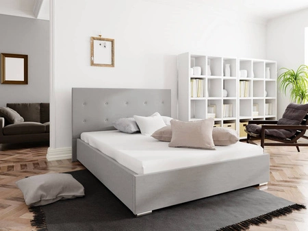 Čalouněná postel Bejar 180x200 šedá s čelem v moderním stylu ideální do ložnice