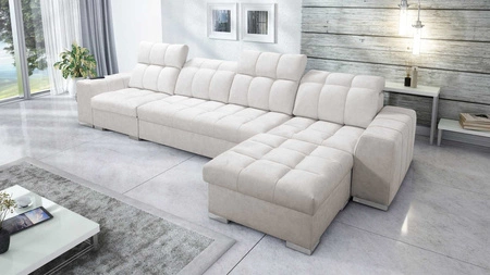 Pohovka na spaní Luigi XII světle béžová pravá strana stylová rohová pohovka do obývacího pokoje v minimalistickém a elegantním provedení