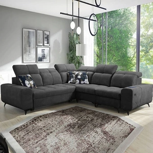 Rohová sedací souprava s funkcí spaní Buffalo III grafitový pravý roh pohodlná s estetickou povrchovou úpravou s kontejnery na lůžkoviny