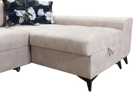 Rohová sedací souprava s funkcí spaní Buffalo XII béžová pravá strana Stylová a funkční rohová sedací souprava s kontejnerem na lůžkoviny