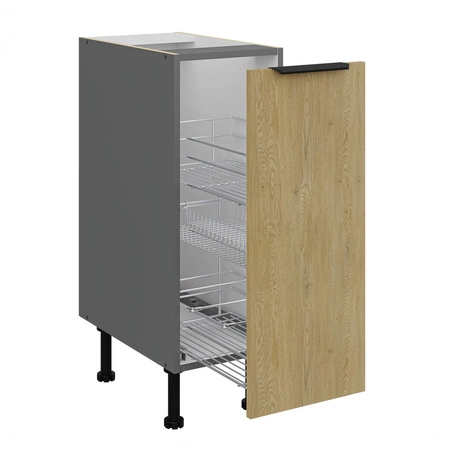 Sada kuchyňského nábytku Corsico 300 cm elegantní kuchyňské skříňky s kovovými hranami úchytek skříňka s nákladním košem